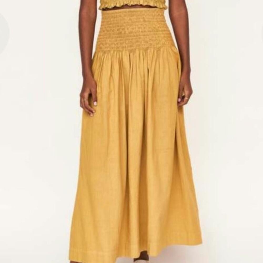 MIRTH Savannah Smocked Skirt in Gilded. 
Medium